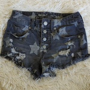 Distressed Star Jean Shorts